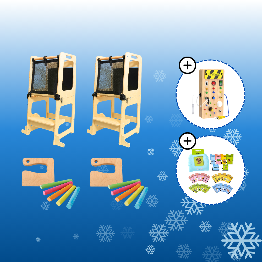 Montessori Mission® 4-In-1 Kitchen Learning Tower + Montessori Toys